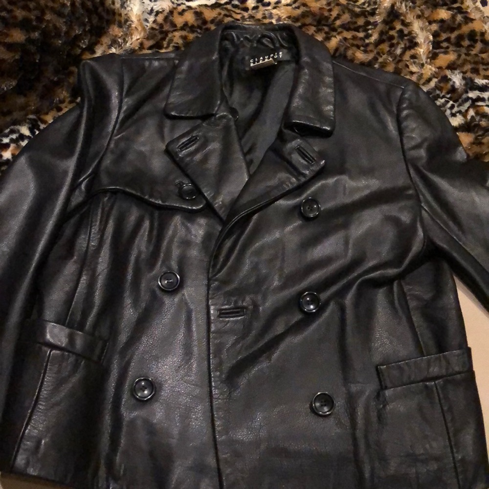 Like new black leather designer jacket